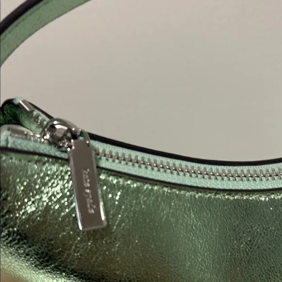 Kate Spade Green and Silver Crescent Shoulder Bag
